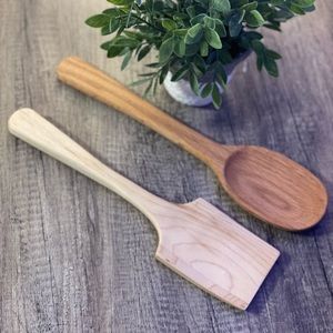 Maple & Oak spoon set. Authentic handcrafted spoon set. 12” spoon & Spachula